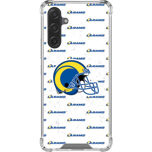 NFL Los Angeles Rams White Logo Blast Galaxy A17 Clear Case