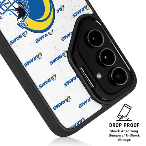 NFL Los Angeles Rams White Logo Blast Galaxy S24 FE Kickstand Case
