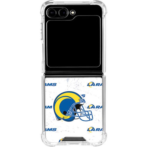 NFL Los Angeles Rams White Logo Blast Galaxy Z Flip6 Clear Case