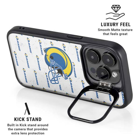 NFL Los Angeles Rams White Logo Blast iPhone 13 Pro Max Kickstand Case