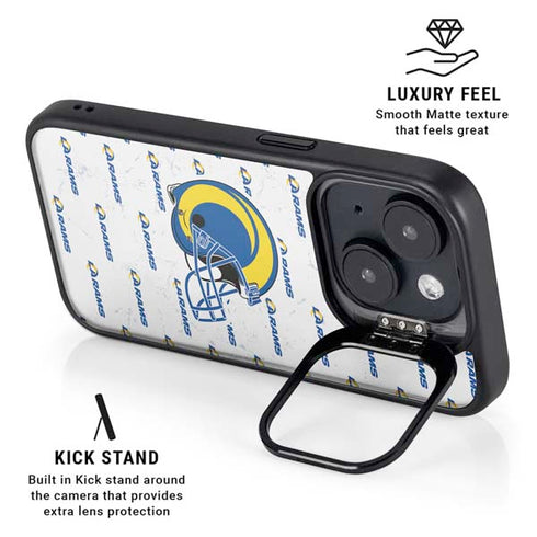 NFL Los Angeles Rams White Logo Blast iPhone 14 Plus Kickstand Case