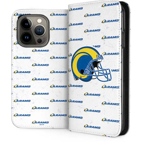 NFL Los Angeles Rams White Logo Blast iPhone 14 Pro Folio Case