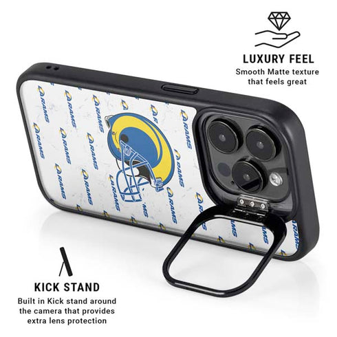 NFL Los Angeles Rams White Logo Blast iPhone 14 Pro Max Kickstand Case
