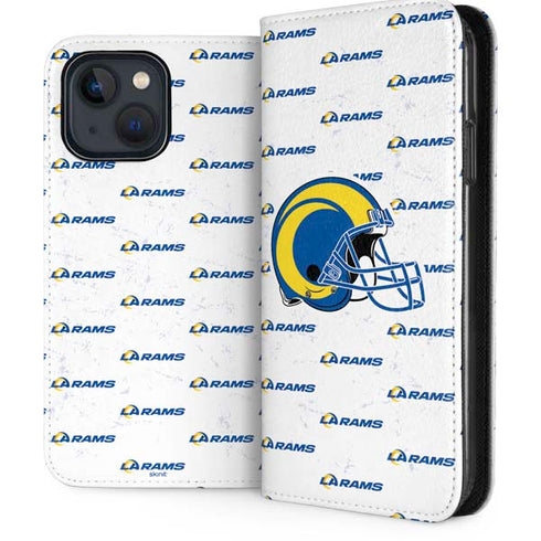NFL Los Angeles Rams White Logo Blast iPhone 15 Plus Folio Case