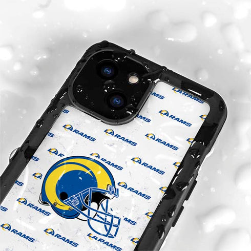 NFL Los Angeles Rams White Logo Blast iPhone 15 Plus Waterproof Case
