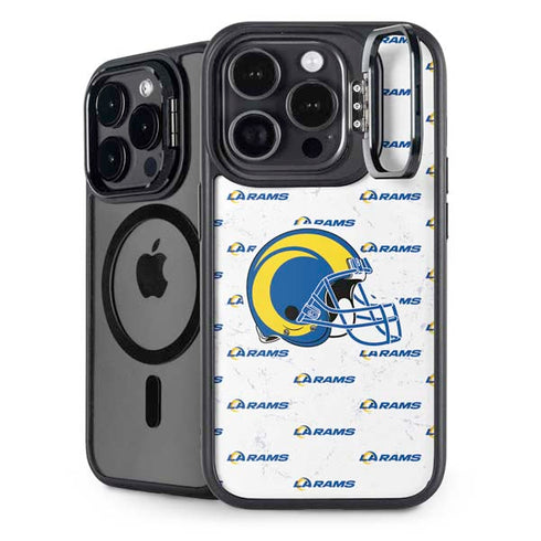 NFL Los Angeles Rams White Logo Blast iPhone 15 Pro Max Kickstand Case