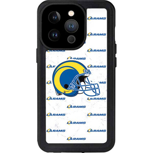 NFL Los Angeles Rams White Logo Blast iPhone 15 Pro Waterproof Case