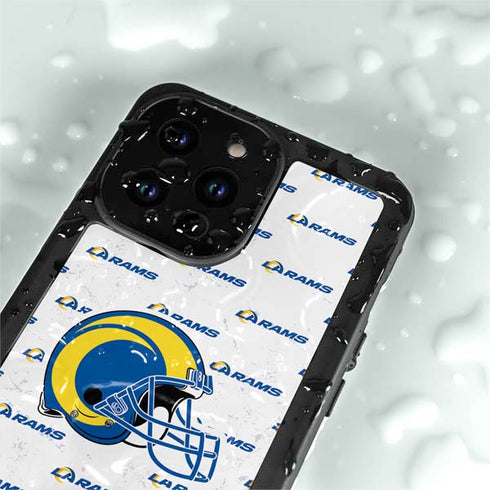 NFL Los Angeles Rams White Logo Blast iPhone 15 Pro Waterproof Case
