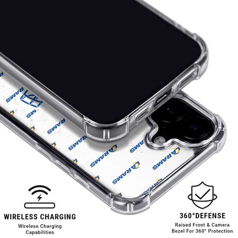 NFL Los Angeles Rams White Logo Blast iPhone 16 Plus Clear Case