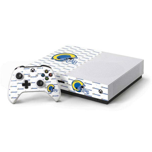 NFL Los Angeles Rams White Logo Blast Xbox One S Console and Controller Bundle Skin