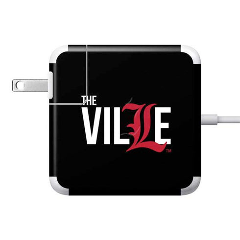 University of Louisville Black Background 85W Power Adapter (15 and 17 inch MacBook Pro Charger) Skin