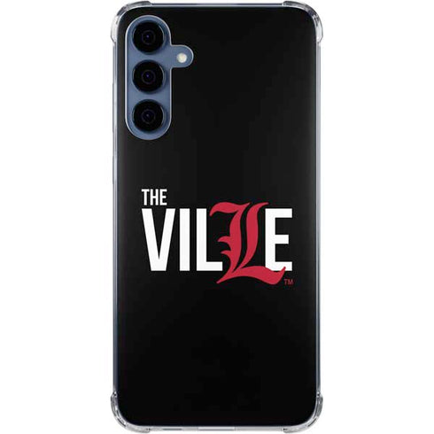 University of Louisville Black Background Galaxy A55 5G Clear Case