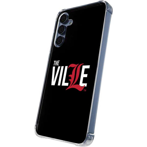 University of Louisville Black Background Galaxy A55 5G Clear Case