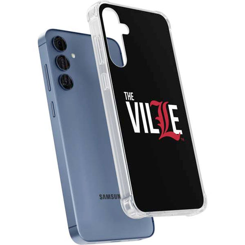 University of Louisville Black Background Galaxy A55 5G Clear Case