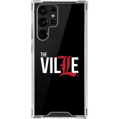 University of Louisville Black Background Galaxy S22 Ultra Clear Case