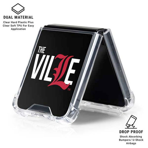 University of Louisville Black Background Galaxy Z Flip6 Clear Case