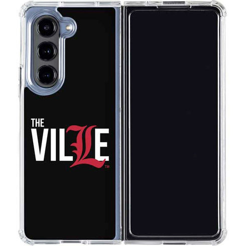 University of Louisville Black Background Galaxy Z Fold5 5G Clear Case