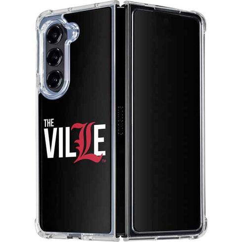 University of Louisville Black Background Galaxy Z Fold5 5G Clear Case