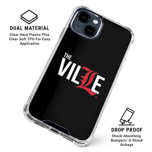 University of Louisville Black Background iPhone 15 Clear Case