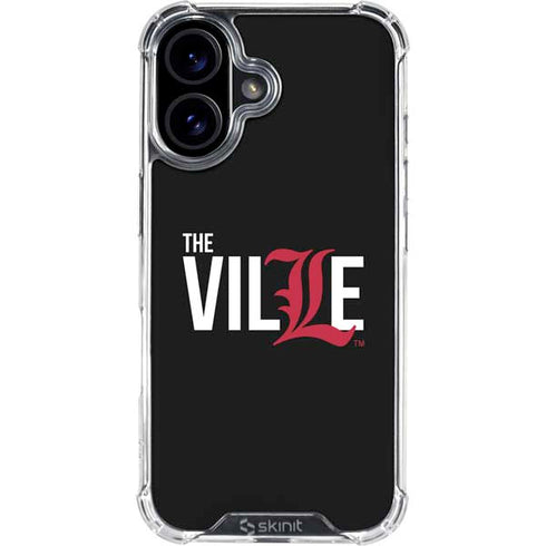 University of Louisville Black Background iPhone 16 Plus Clear Case