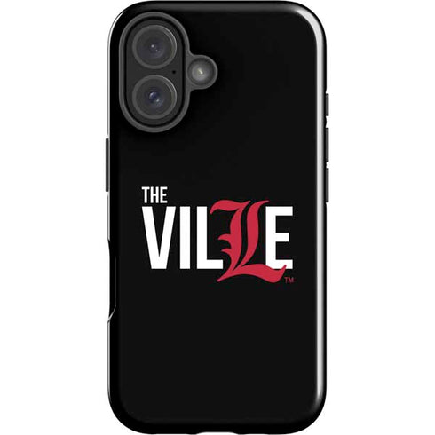 University of Louisville Black Background iPhone 16 Plus Impact Case