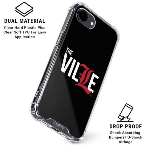University of Louisville Black Background iPhone 16e Clear Case