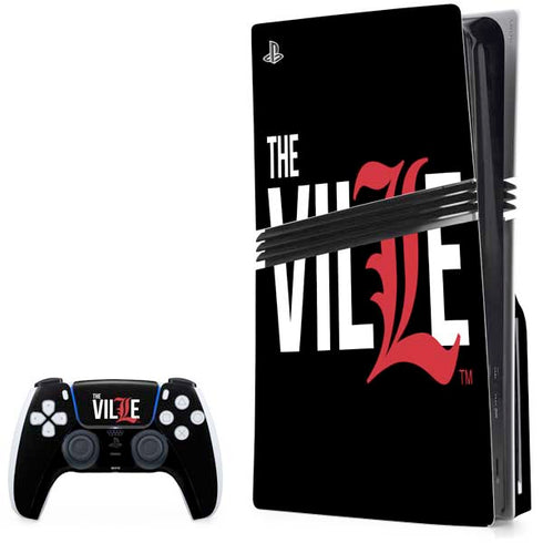 University of Louisville Black Background PS5 Pro Disk Bundle Skin