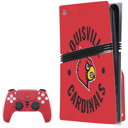 University of Louisville Cardinals Faded PS5 Pro Disk Bundle Skin