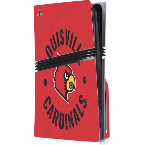 University of Louisville Cardinals Faded PS5 Pro Disk Console Skin