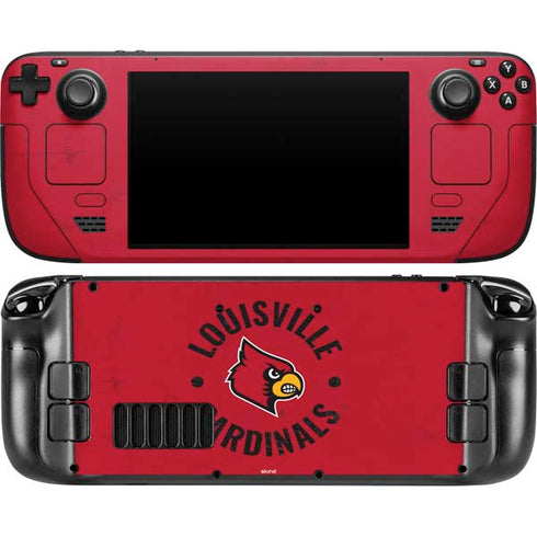University of Louisville Cardinals Faded Steam Deck Handheld Gaming Computer OLED Skin