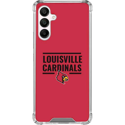 University of Louisville Cardinals Striped Galaxy A16 5G Clear Case