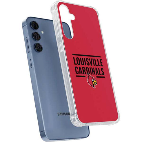 University of Louisville Cardinals Striped Galaxy A35 5G Clear Case