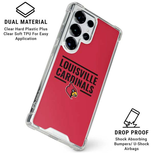 University of Louisville Cardinals Striped Galaxy S25 Ultra Clear Case