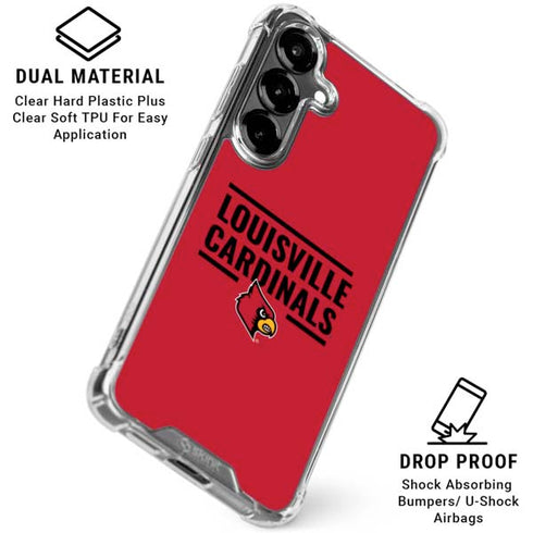 University of Louisville Cardinals Striped Galaxy S26 Plus Clear Case