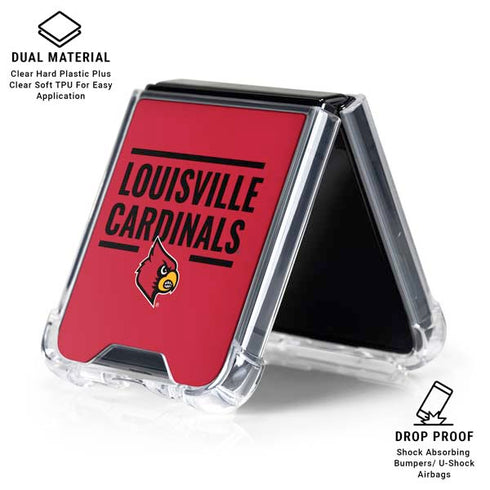 University of Louisville Cardinals Striped Galaxy Z Flip6 Clear Case