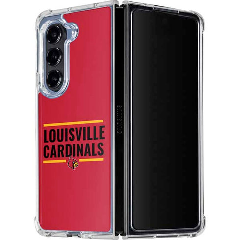 University of Louisville Cardinals Striped Galaxy Z Fold5 5G Clear Case
