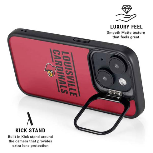 University of Louisville Cardinals Striped iPhone 14 Kickstand Case