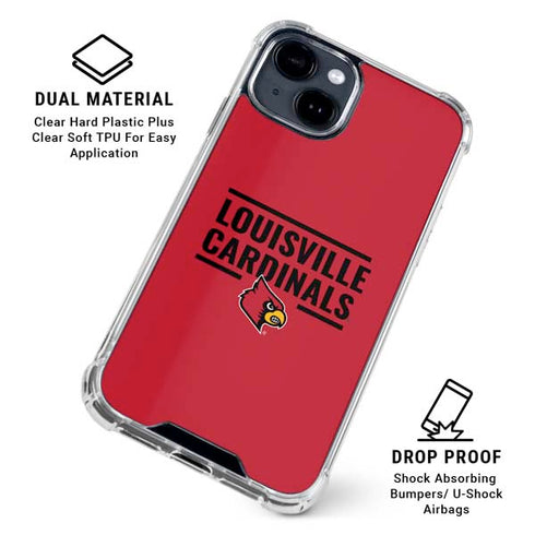 University of Louisville Cardinals Striped iPhone 15 Clear Case