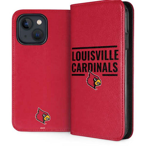 University of Louisville Cardinals Striped iPhone 15 Folio Case