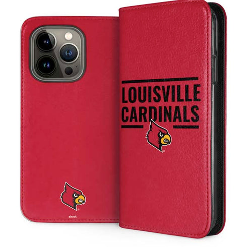 University of Louisville Cardinals Striped iPhone 15 Pro Folio Case