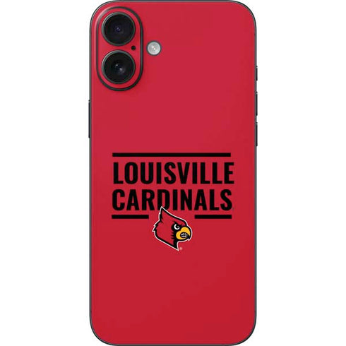 University of Louisville Cardinals Striped iPhone 16 Plus Skin