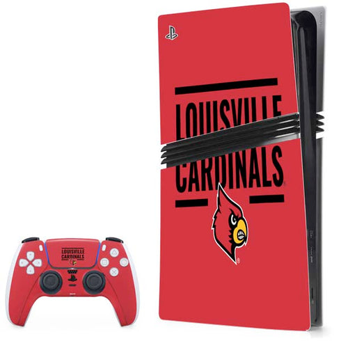 University of Louisville Cardinals Striped PS5 Pro Bundle Skin