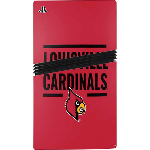 University of Louisville Cardinals Striped PS5 Pro Disk Bundle Skin