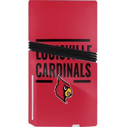 University of Louisville Cardinals Striped PS5 Pro Disk Console Skin