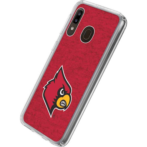 University of Louisville Red Background Galaxy A20 Clear Case