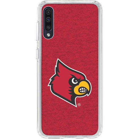 University of Louisville Red Background Galaxy A50 Clear Case