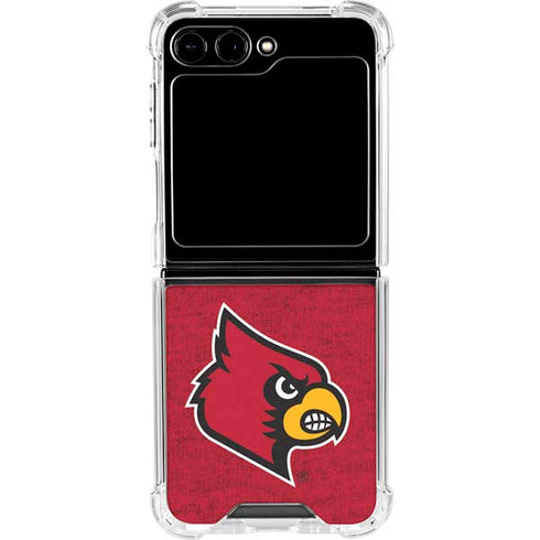University of Louisville Red Background Galaxy Z Flip5 5G Clear Case