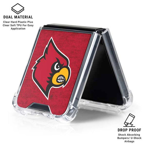 University of Louisville Red Background Galaxy Z Flip7 Clear Case