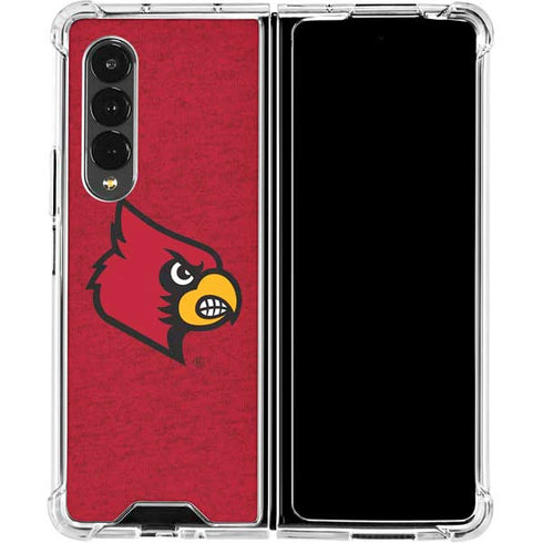 University of Louisville Red Background Galaxy Z Fold4 5G Clear Case