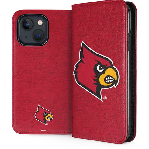 University of Louisville Red Background iPhone 15 Plus Folio Case